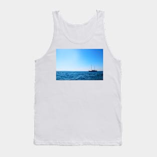 View from Tremiti Islands at the Adriatic Sea and a boat Tank Top